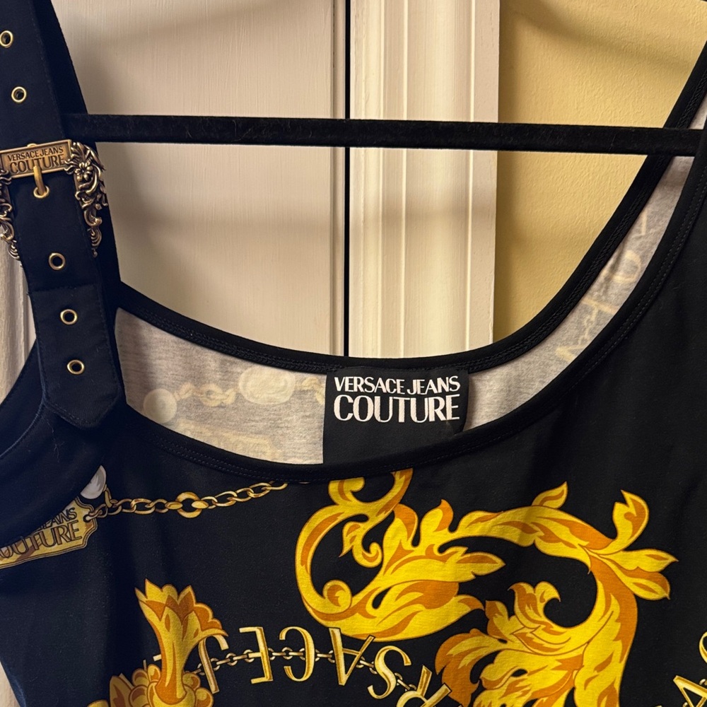 Versace Jeans Collection Black and Gold Baroque Slip Maxi Dress - Picture 2 of 4